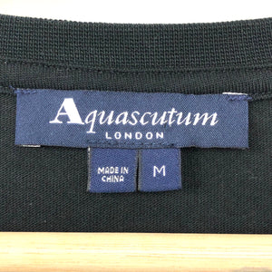 Aquascutum Black Long Sleeved T-Shirt - Medium (M) PTP 20.5"