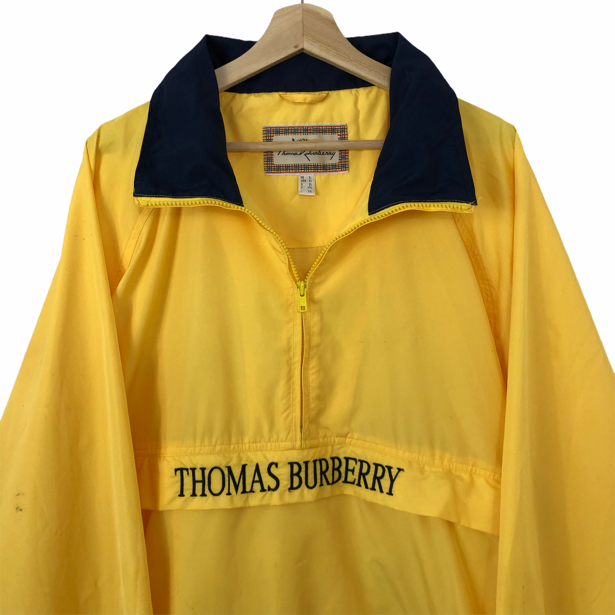 Vintage Thomas Burberry Yellow Half Zip Cagoule - Extra Large (XL) PTP  27.25