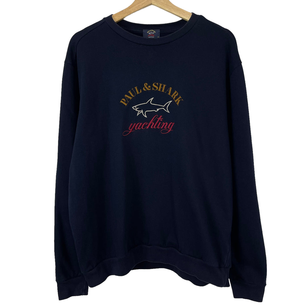Paul and Shark Navy Embroidered Logo Crew Neck Sweater - Double Extra Large (XXL) PTP 24.5