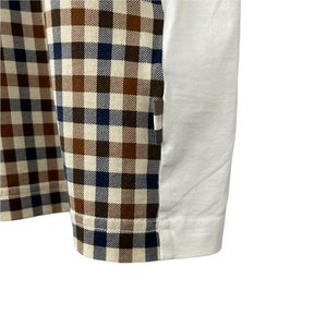 Aquascutum White / House Check Short Sleeved T-Shirt - Extra Large (XL) PTP 23"