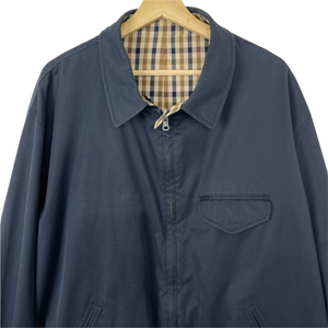 Aquascutum Navy / Check Reversible Harrington Jacket - Extra Large (XL) PTP 28.25"