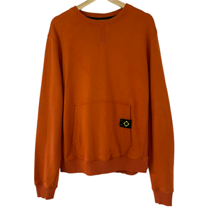 Ma.Strum Orange Crew Neck Logo Sweater - Large (L) PTP 24"