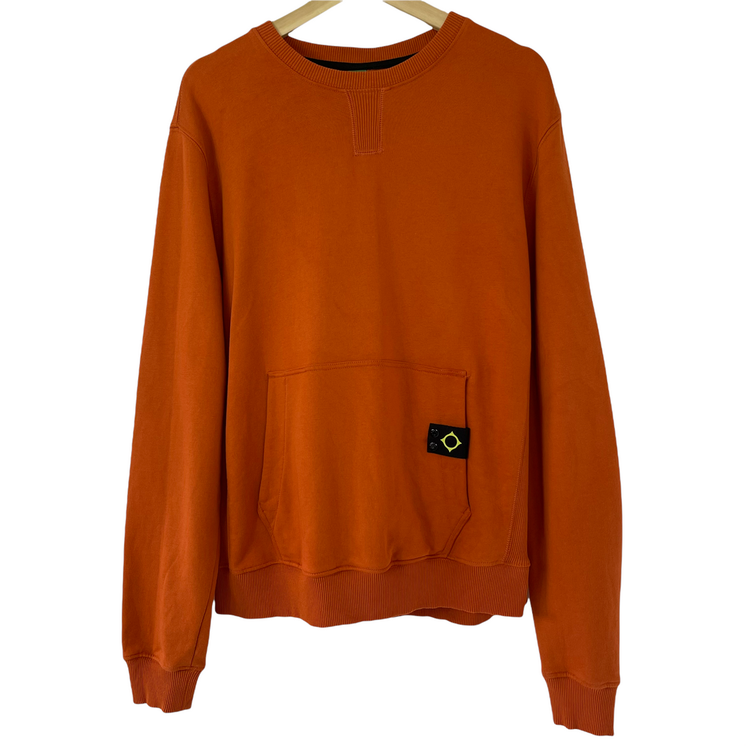 Ma.Strum Orange Crew Neck Logo Sweater - Large (L) PTP 24