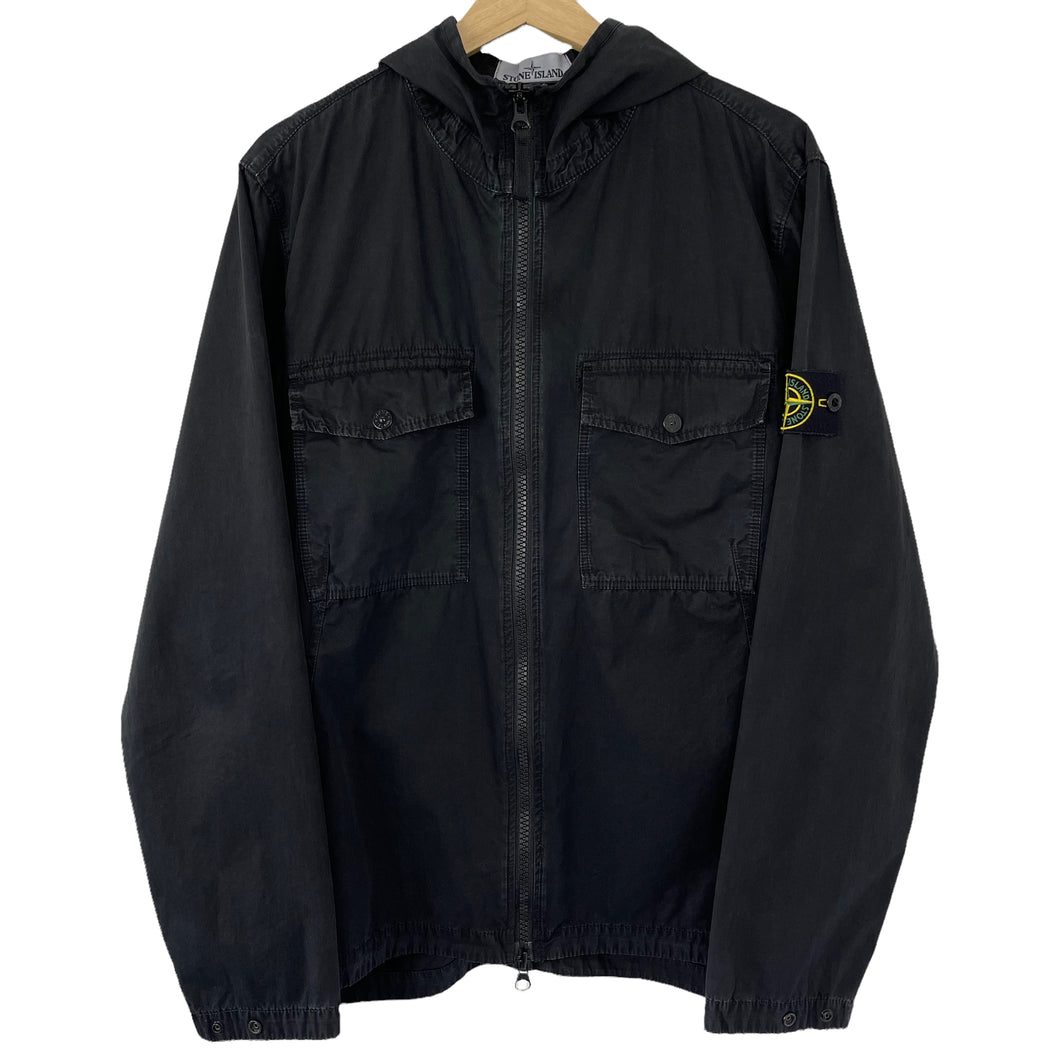 Stone Island Black Double Pocket Hooded Overshirt - Large (L) PTP 22.5