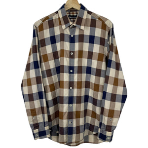 Aquascutum Block Check Long Sleeved Shirt - Medium (M) PTP 20.5"