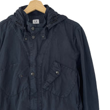 Load image into Gallery viewer, C.P Company Navy Goggle Hooded Overshirt - Medium (M) PTP 21.5&quot;
