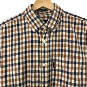 Aquascutum House Check Short Sleeved Shirt - Medium (M) PTP 20.5"