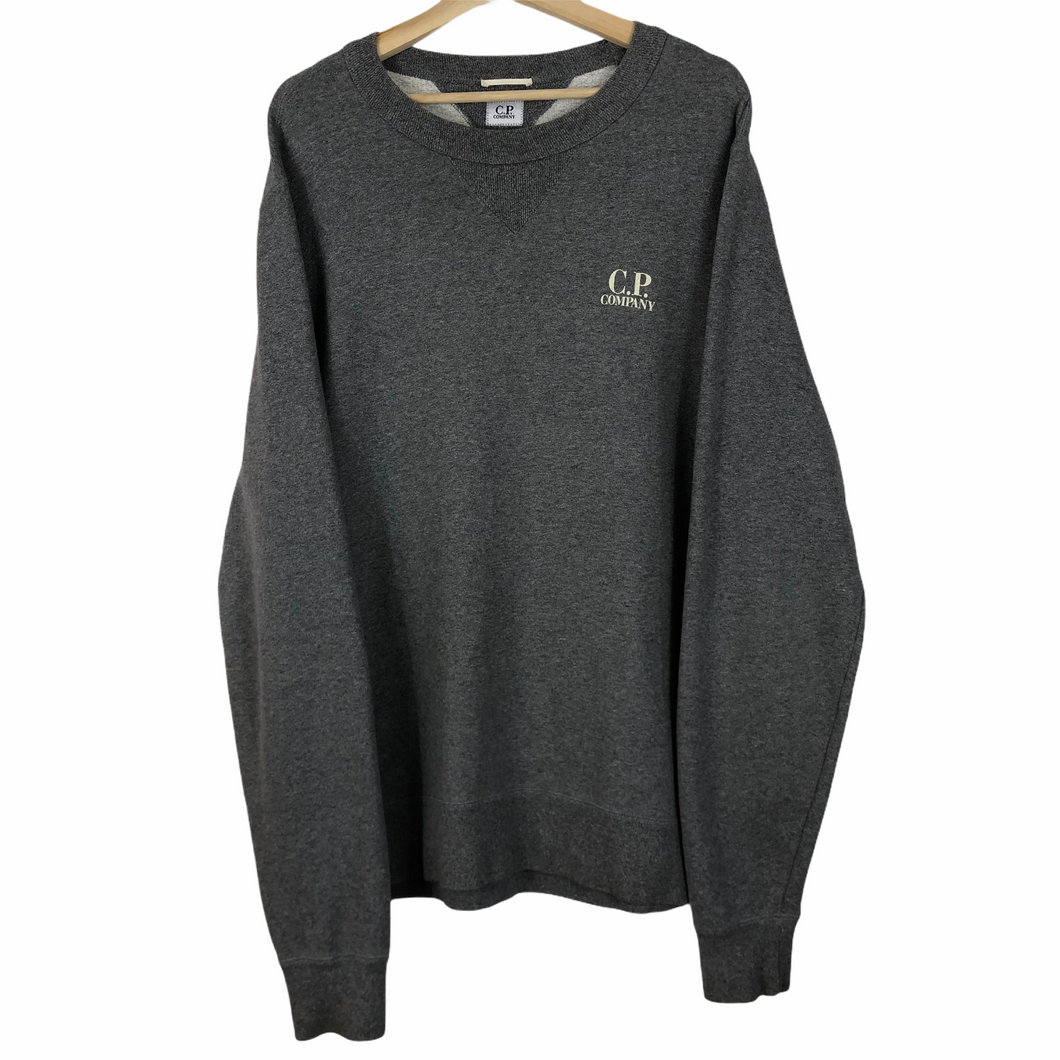 C.P Company Grey Crew Neck Logo Sweater - Double Extra Large (XXL) PTP 24.5