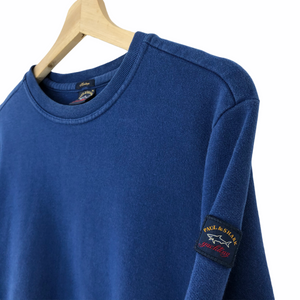 Paul and Shark Blue Logo Crew Neck Sweater - Medium (M) PTP 20.25"