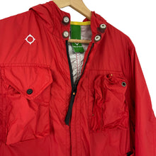 Load image into Gallery viewer, Ma.Strum Red Multi Pocket Hooded Sniper Jacket - Medium (M) PTP 22.75&quot;
