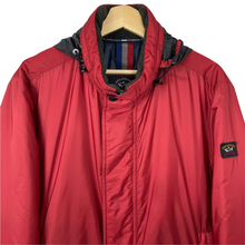 Load image into Gallery viewer, Paul and Shark Red Hooded Shimmer Jacket - Large (L) PTP 24.75&quot;
