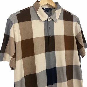 Aquascutum Block Check Short Sleeved Polo - Medium (M) PTP 20.5"