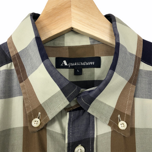 Aquascutum Block Check Short Sleeved Shirt - Large (L) PTP 24.25"