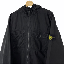 Load image into Gallery viewer, Stone Island Black Full Zip Up Hooded Overshirt - Extra Large (XL) PTP 23.75&quot;
