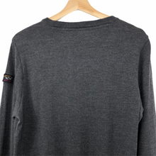 Load image into Gallery viewer, Paul and Shark Dk Grey 100% Wool Crew Neck Sweater - Medium (M) PTP 20&quot;
