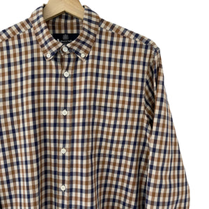 Aquascutum House Check Long Sleeved Shirt - Medium (M) PTP 20"