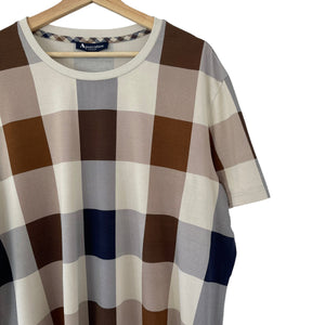 Aquascutum Block Check Short Sleeved T-Shirt - Double Extra Large (XXL) PTP 25"