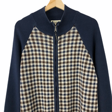 Load image into Gallery viewer, Aquascutum Navy / Check Zip Up Track Top - Large (L) PTP 23.25&quot;
