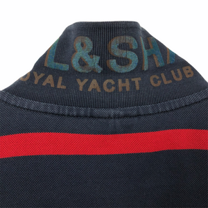 Paul and Shark Navy / Red Striped Short Sleeved Polo - Large (L) PTP 21"