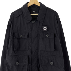 Ma.Strum Black Button Up Multi Pocket Overshirt - Medium (M) PTP 23.5"