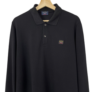 Paul and Shark Black Long Sleeved Polo - Large (L) PTP 21"