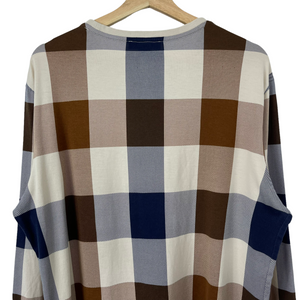 Aquascutum Block Check Long Sleeved T-Shirt - Extra Large (XL) PTP 24"