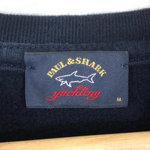 Load image into Gallery viewer, Paul and Shark Navy Embroidered Logo Crew Neck Sweater - Medium (M) PTP 20.25&quot;
