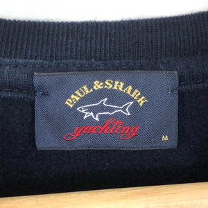 Paul and Shark Navy Embroidered Logo Crew Neck Sweater - Medium (M) PTP 20.25"