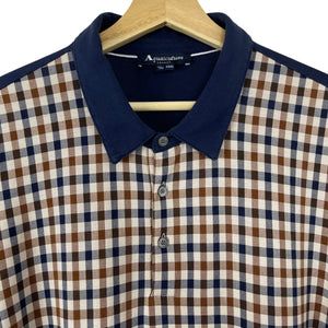 Aquascutum Navy / House Check Short Sleeved Polo - Triple Extra Large (XXXL) PTP 26"