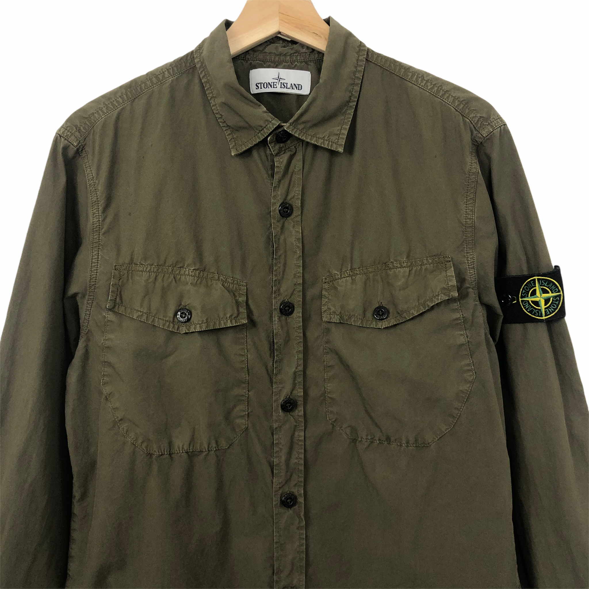 Khaki green deals stone island overshirt
