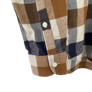 Aquascutum Block Check Flannel Long Sleeved Shirt - Small (S) PTP 19"