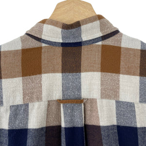 Aquascutum Block Check Flannel Long Sleeved Shirt - Small (S) PTP 19"