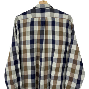 Aquascutum Block Check Long Sleeved Shirt - Large (L) PTP 24.5"