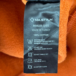 Ma.Strum Orange Crew Neck Logo Sweater - Large (L) PTP 24"