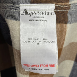 Aquascutum Block Check Flannel Long Sleeved Shirt - Small (S) PTP 19"