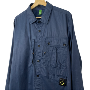 Ma.Strum Navy Blue Button Up Multi Pocket Overshirt - Extra Large (XL) PTP 24.5"