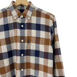 Aquascutum Block Check Flannel Long Sleeved Shirt - Small (S) PTP 19"