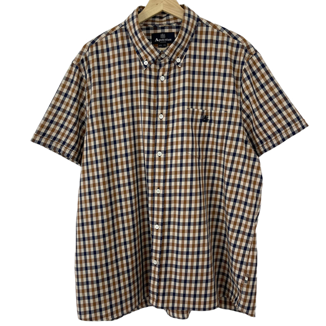 Aquascutum House Check Short Sleeved Shirt - Triple Extra Large (XXXL) PTP 25.25