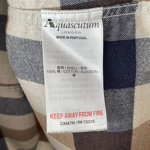 Aquascutum Block Check Flannel Long Sleeved Shirt - Large (L) PTP 22"