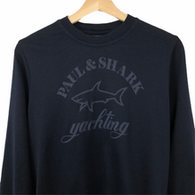 Load image into Gallery viewer, Paul and Shark Navy Logo Crew Neck Sweater - Small (S) PTP 19&quot;
