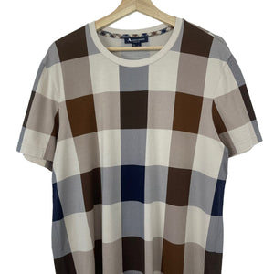 Aquascutum Block Check Short Sleeved T-Shirt - Large (L) PTP 21.25"