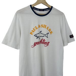 Paul and Shark White Short Sleeved Logo T-Shirt - Medium (M) PTP 20"