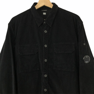 C.P Company Black Corduroy Button Up Overshirt - Extra Large (XL) PTP 25"