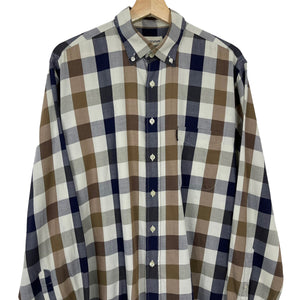 Aquascutum Block Check Long Sleeved Shirt - Large (L) PTP 24.5"