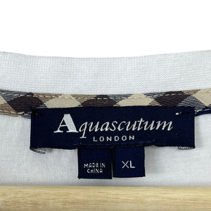 Aquascutum White / House Check Short Sleeved T-Shirt - Extra Large (XL) PTP 23"