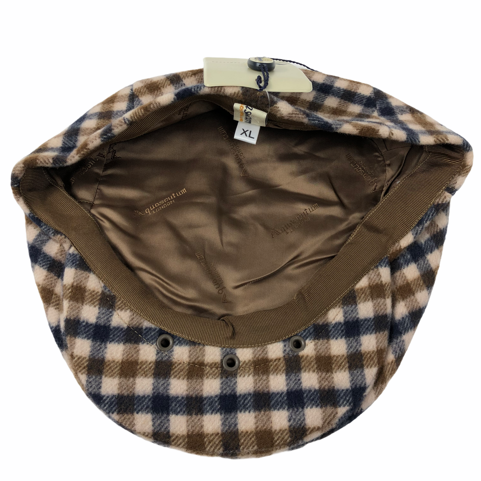 Aquascutum 100 Wool House Check Flat Cap Extra Large XL