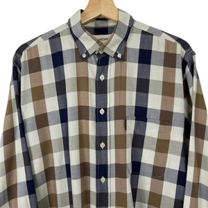 Aquascutum Block Check Long Sleeved Shirt - Large (L) PTP 24.5"