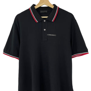 Prada Black Rubber Logo Short Sleeved Polo - Double Extra Large (XXL) PTP 21.75"