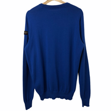 Load image into Gallery viewer, Paul and Shark Blue 100% Wool Crew Neck Logo Sweater - Large (L) PTP 22.5&quot;
