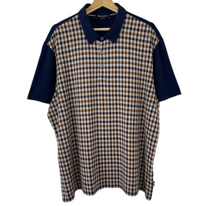 Aquascutum Navy / House Check Short Sleeved Polo - Triple Extra Large (XXXL) PTP 26"